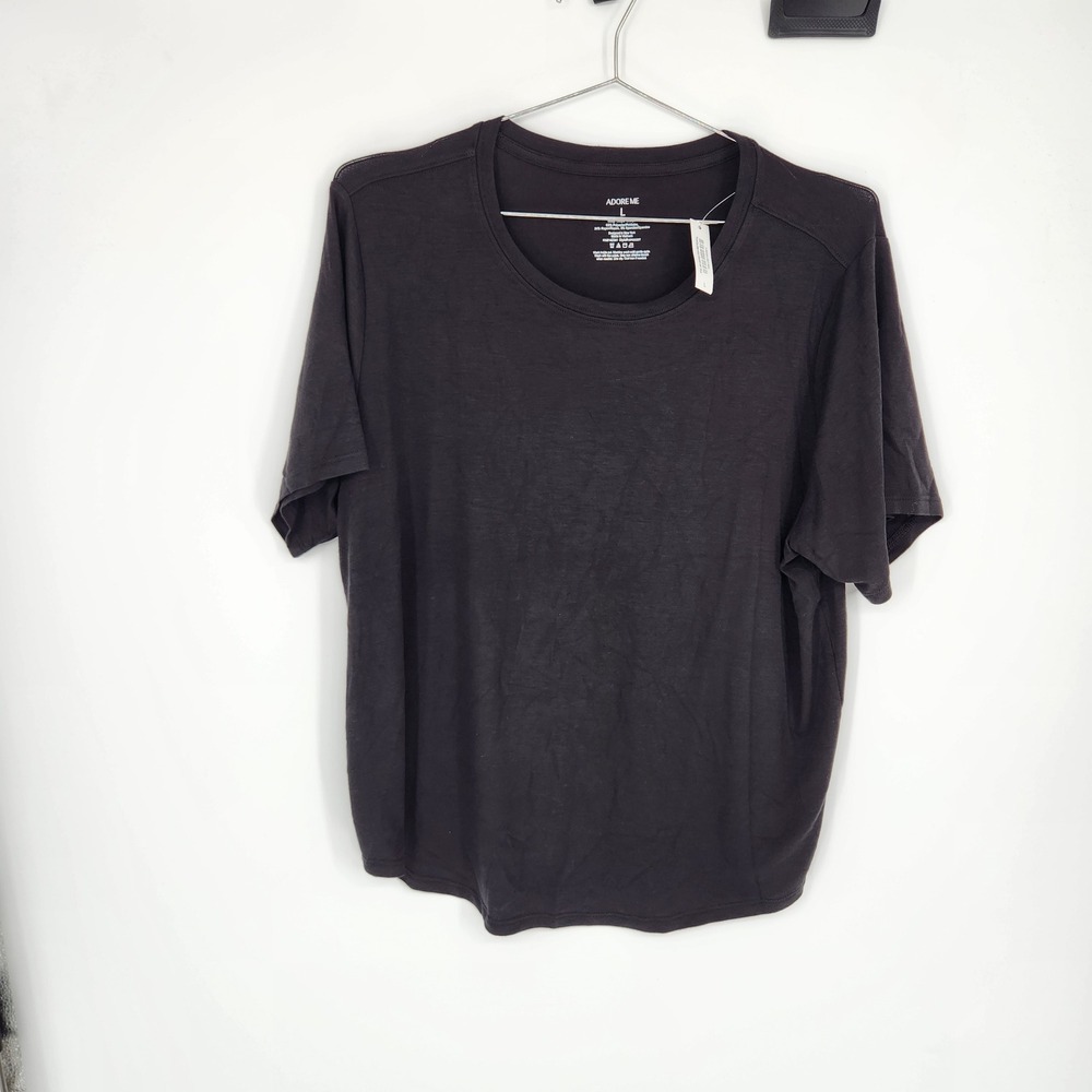 Adore Me Womens Short Sleeve Crewneck Tee Shirt Black Large WP00023T